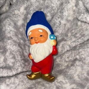 Vintage 60s Garden Gnome Figurine Cute Gnome Christmas w/Hat 4-5” Inches